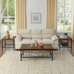 Set of 3 Coffee Table, Rectangle Table with Open Storage for Home, Off