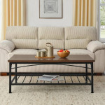 Set of 3 Coffee Table, Rectangle Table with Open Storage for Home, Off