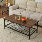 Set of 3 Coffee Table, Rectangle Table with Open Storage for Home, Off
