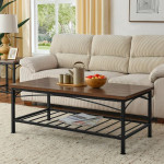 Set of 3 Coffee Table, Rectangle Table with Open Storage for Home, Off