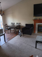 Sofa love sea chair and autumn it.Dining table with six chairs and a l