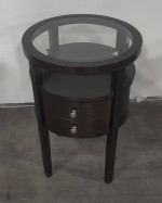 Wooden End Table with a Glass Top