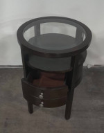 Wooden End Table with a Glass Top