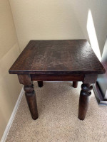 Distressed, Solid Wood Side / End Table - Heavy!