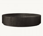 RH MACHINTO 36” ROUND COFFEE TABLE • BLACK OAK • BRONZE
