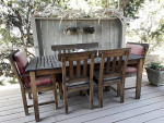 Wooden patio table with 6 chairs