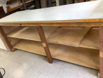 8ft White table with shelves