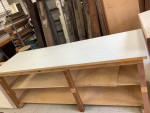 8ft White table with shelves