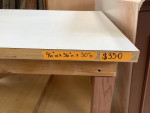 8ft White table with shelves