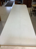 8ft White table with shelves