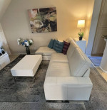 MODERN SOFA  LEATHER WHITE 3 PC &  COFFEE TABLE