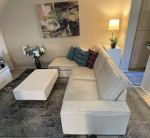 MODERN SOFA  LEATHER WHITE 3 PC &  COFFEE TABLE