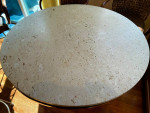 Beautiful Travertine Table & Stools Set w Palecek " Havana " Stools
