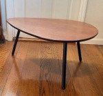 Cute Lil MCM-look Oak End or Side Table with metal Legs