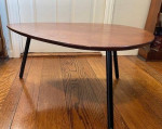 Cute Lil MCM-look Oak End or Side Table with metal Legs
