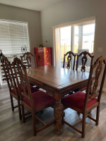 Antique Oak table and six chairs