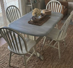 Refurbished DINING TABLE. 2 leaves& 4 CHAIRS- delivery avail! -