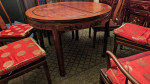 Asian Dining Room Table w/ 6 Chairs and Large Cabinet