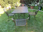 Metal patio table and 4 chairs