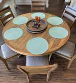 Custom Wood Dining Table with 6 Padded Chairs 6 Placemats 1 Lazy Susan