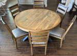 Custom Wood Dining Table with 6 Padded Chairs 6 Placemats 1 Lazy Susan