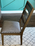 Custom Wood Dining Table with 6 Padded Chairs 6 Placemats 1 Lazy Susan