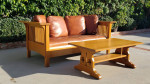 Solid quartersawn oak Stickley reproduction couch and coffee table