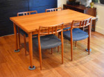 Extra-long restored Danish teak extendable retangular dining table