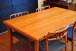 Extra-long restored Danish teak extendable retangular dining table