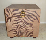 Animal Print Square Wooden Footed End Table With Storage 22"H