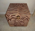 Animal Print Square Wooden Footed End Table With Storage 22"H