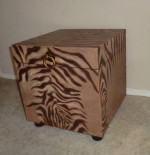 Animal Print Square Wooden Footed End Table With Storage 22"H