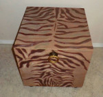 Animal Print Square Wooden Footed End Table With Storage 22"H