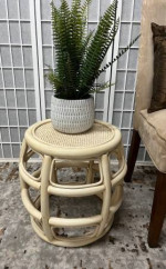 Cream Colored Ratan Side Table-PRICE REDUCED!
