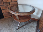 Excellent condition green  couch,Carved round table