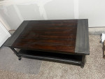 CASAINC Brown Wood Modern Coffee Table with Storage