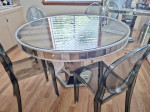 Silver Grey Mirrored Dining Room Table & 4 Ghost Chairs