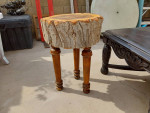Woodsy Slab Stump End Table