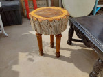 Woodsy Slab Stump End Table