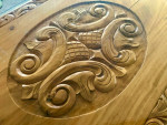 Hand Carved Oval Table with custom class top.