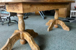 Hand Carved Oval Table with custom class top.