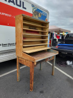 Rustic Antique Wood Tall Post Office Table Desk