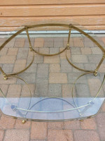 1960s Hollywood Regency Exagonal Brass Coffee Table with Glass Top