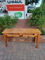 Rustic Pine Wood Console Table
