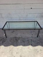 Contemporary Modern Metal Coffee Table with Glass Top