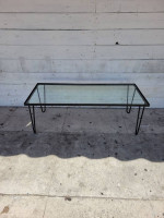 Contemporary Modern Metal Coffee Table with Glass Top