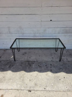 Contemporary Modern Metal Coffee Table with Glass Top