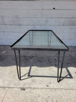 Contemporary Modern Metal Coffee Table with Glass Top