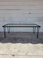 Contemporary Modern Metal Coffee Table with Glass Top