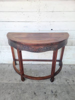 Antique Oriental Demi Lune Wood Console Table